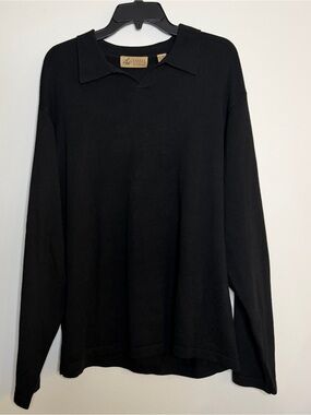 Lord & Taylor casual classics Black Long-Sleeve sweater , cotton mix , XL